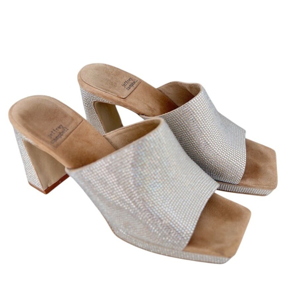 JEFFREY CAMPBELL CAVIAR Embellished Sandals Sparkle‎ Mules Heels NYE Sz 10